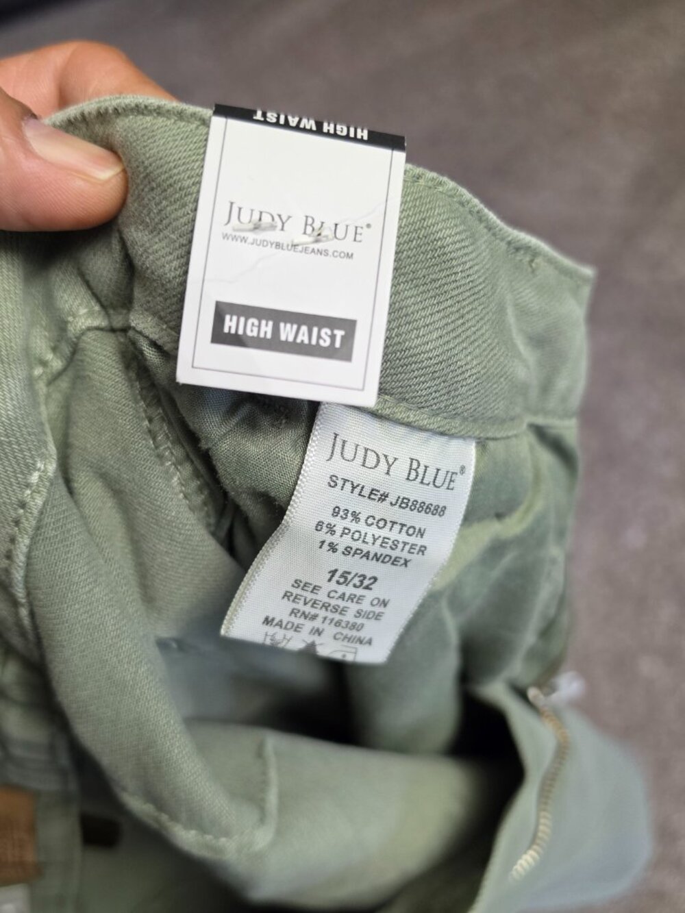 NWT Judy Blue High Waist Wide Leg Jeans Sage Green Size 15/32 Stretch Denim - Picture 4 of 6